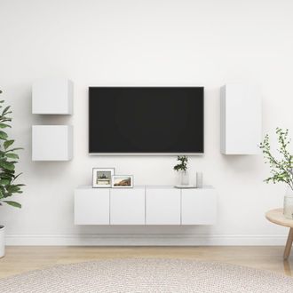 vidaXL Set De Muebles De Sal&oacute;n Tv 5 Piezas Madera De Ingenier&iacute;a Blanco Vidaxl