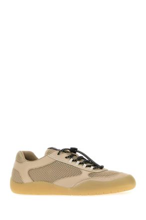 Prada Mens Beige Leather And Mesh Speedrock Sneakers Deserto