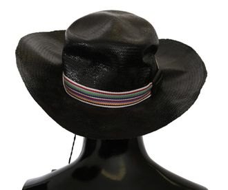 Costume National HAT20018 Wide-Brim Straw Sun Hat - Black