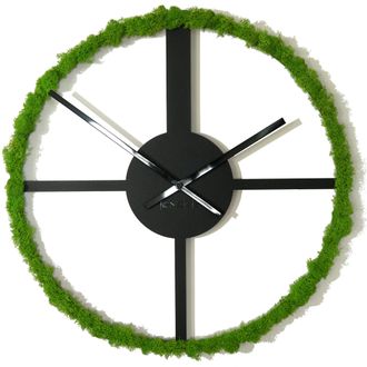 OEM Reloj De Pared De Metal Negro Con Musgo, 50 Cm