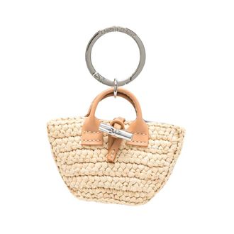 Longchamp Accessoires, Dames, Beige, ONE Size, Leer, Le Roseau Sleutelhanger