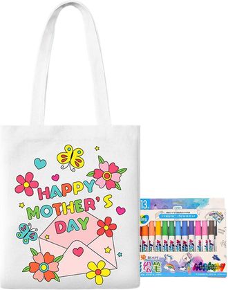 Generic Blank Tote Bags,Coloring Candy Bags | Mothers Day Educational Art Craft with Paint Pens Learning Activities for Kids Ages 3+ Home Classroom Kindergart