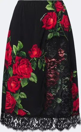 Dolce & Gabbana Floral silk and cotton-blend midi skirt