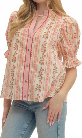 Entro Rosette Ruffle Top In Red