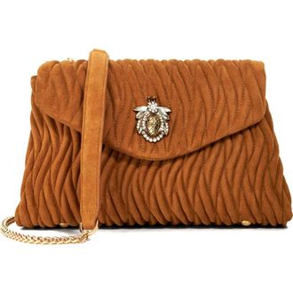 Dune London Darling Matelass&eacute; Suede Crossbody Bag in Tan at Nordstrom Rack