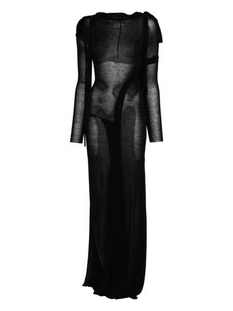 Ottolinger Deconstructed maxi dress - women - Viscose/Recycled Viscose/Linen/Flax - M - Black