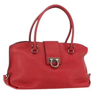 Ferragamo Pre-owned Handbags, female, Red, Size: ONE SIZE Pre-owned Leather Handbag