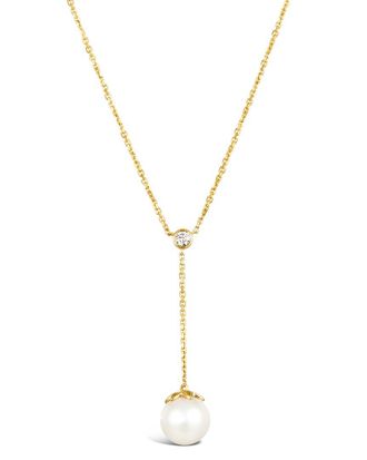 Le Vian 14K 0.06 Ct. Tw. Diamond & Pearl & 9-10Mm Pearl Adjustable Necklace