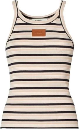 Fendi Tops, Dames, Veelkleurig, L, Katoen, Gestreepte Ribgebreide Tanktop