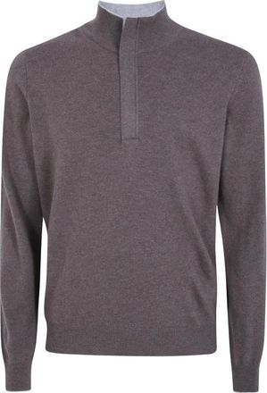 Gran Sasso Jersey de cuello alto con cremallera de manga larga - Knitwear - Hombre - Marr&oacute;n - 2XL