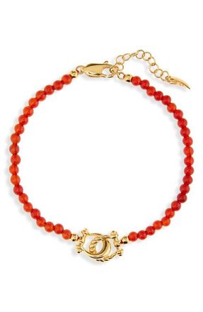 Missoma Lunar Year Horseshoe & Red Onyx Bead Bracelet in Gold/red at Nordstrom, Size Small