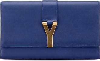 Saint Laurent Pre-owned Womens Cassandre Clutch Signature Logo - Purple Leather - One Size