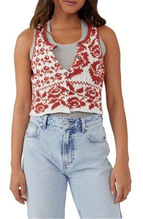 Free People Rosie Crop Sweater Tank in Red Rose Combo at Nordstrom Rack, Size Small