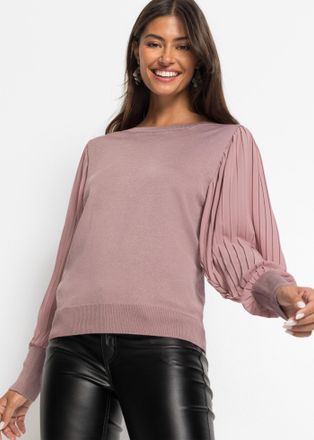 Bonprix Strickpullover BONPRIX Feinstrickpullover aus fliessendem Viskose-Mix, Damen, Gr. 52/54 (XXL), rosa (rosenholz), Obermaterial: 80% Viskose, 20% Polyam