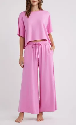 Open Edit Comfy Jersey Pajamas in Pink Crayon at Nordstrom, Size Medium
