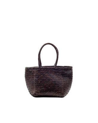 Dragon Diffusion Grace Basket Small Dark Brown Woven Buffalo Leather Tote Bag