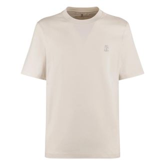 Brunello Cucinelli T-Shirts, male, Beige, XL, Crew-Neck Cotton Jersey T-Shirt