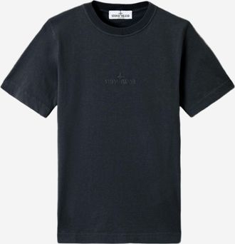 Stone Island Kids Cotton T-Shirt With Logo Black T-Shirts And Polos