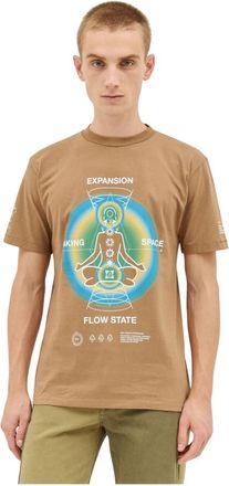 Space Available Grafische Print Katoenen T-shirt - Heren - T-shirts - Bruin - M - Katoen - Tops