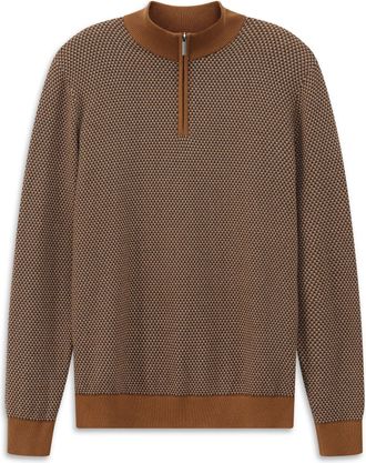 Bugatti Troyer BUGATTI Regular Fit, Herren, Gr. XXL, 70, braun, Strick, 100% Baumwolle, Strukturmuster, regular fit, ohne Ausschnitt, Pullover Troyer, mit dre