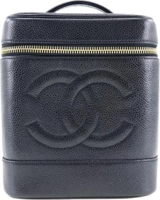 Chanel Pre-owned Handbags, female, Black, Size: ONE SIZE Pre-owned Vintage Leather Handbag