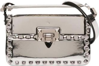 Valentino Pre-owned Rockstud 23 Crossbody Tas - Dames - Vintage Schoudertas - Grijs - ONE Size - Leer - Vintage