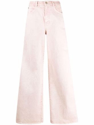 Stella McCartney logo-tape wide jeans - women - Cotton - 28 - Pink