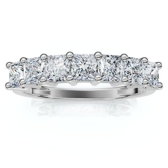 Pompeii3 1Ct Princess Cut 7-Stone Diamond Wedding Ring Womens Band Gold Lab Grown