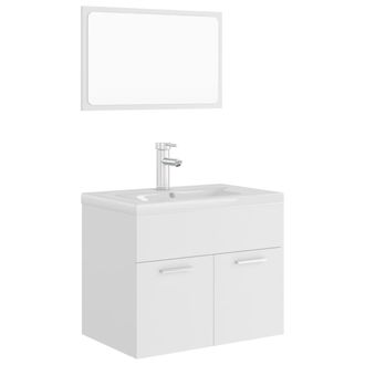 vidaXL Juego De Muebles De Ba&ntilde;o Madera De Ingenier&iacute;a Blanco Vidaxl