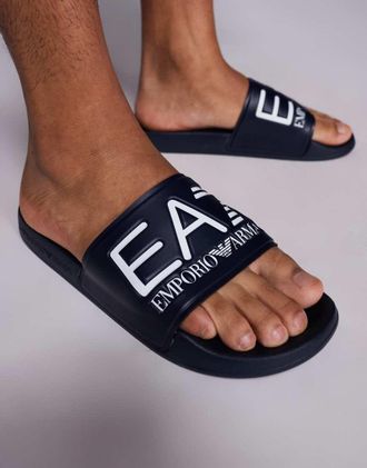 Emporio Armani Armani - EA7 - Sliders da mare blu navy con logo