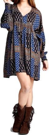 Velzera Baby Doll Color Block Mini Dress In Blue