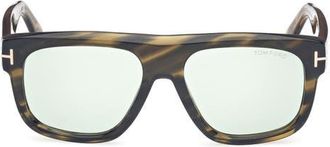 Tom Ford Icon 56mm Pilot Sunglasses in Brown W Amber/Grey/Green at Nordstrom