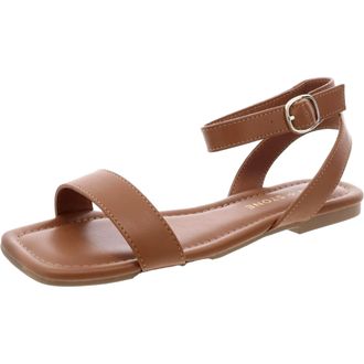 Sun + Stone Sun Stone Quebecc Ankle-Strap Flat Sandal Cognac QUEBECCP Womens