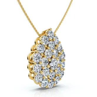 Pompeii3 2Ct Diamond Pear Shape Pave Pendant 14k Gold Necklace Lab Grown