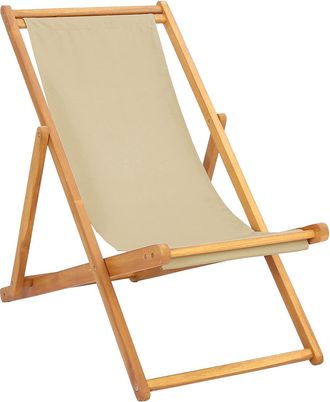 vidaXL Silla De Playa Beige Madera De Teca Maciza Vidaxl