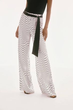 Joseph Ribkoff Polka Dot Belted Wide Leg Pants In Vanilla/multi