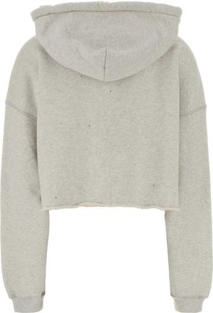 Golden Goose Womens Oversize Cropped Cotton Sweatshirt Gray Sweater