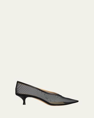 Le Monde Beryl 40mm Babouche Mesh Kitten-Heel Pumps