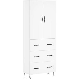 vidaXL Aparador Alto Madera Contrachapada Blanco 69,5x34x180 Cm Vidaxl