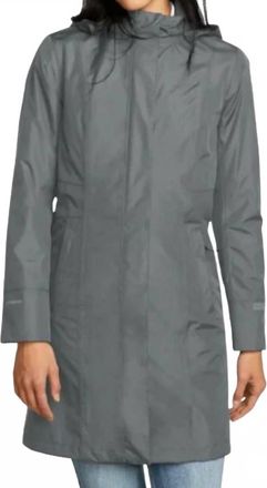 Eddie Bauer Girl On The Go Rain Hooded Trench Coat In Slate Gray
