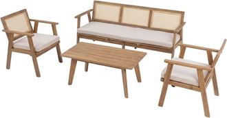 Concept Usine Muebles de jard&iacute;n de 5 plazas hechos de madera y ca&ntilde;a de acacia