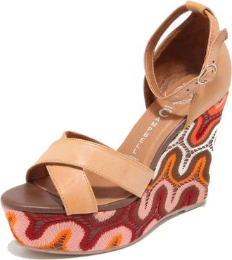 Jeffrey Campbell Beige Oranje Combo Sleehak Sandalen - Dames - Sleehakken - Bruin - 40 EU - Schoenen