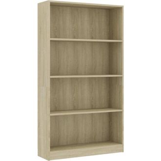 vidaXL 4-Tier Book Cabinet Sonoma Oak 80x24x142 cm Engineered Wood Vidaxl