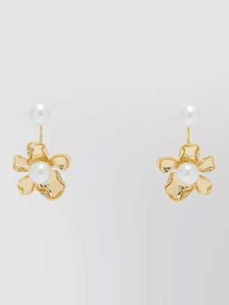 Self Portrait dropping earrings floral design pearl detail stud