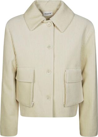 P.A.R.O.S.H. Caxford jack met ribfluwelen zakken - Beige