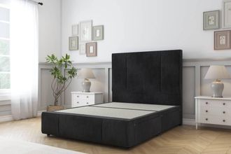 Sloomy Lisbon Naples Divan Base 2 Drawers - 54 Headboard & 12 Footboard in Black | Size: Super King