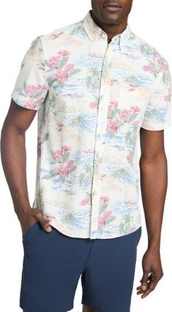 Faherty Breeze Short Sleeve Button-Down Shirt in Molokai Scenic Tropical at Nordstrom Rack, Size Xx-Large