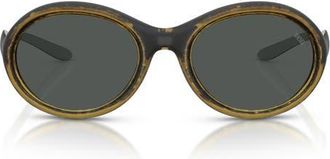 Diesel DL3009U 55mm Oval Sunglasses in Yellow Barr Metallic /Grey at Nordstrom