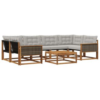 vidaXL Conjunto De Sof&aacute;s De Exterior 7 Pcs Natural Y Gris Claro Vidaxl