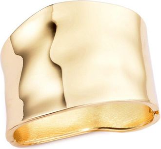 Adornia Adornia Plated Tall Hammered Bangle Bracelet